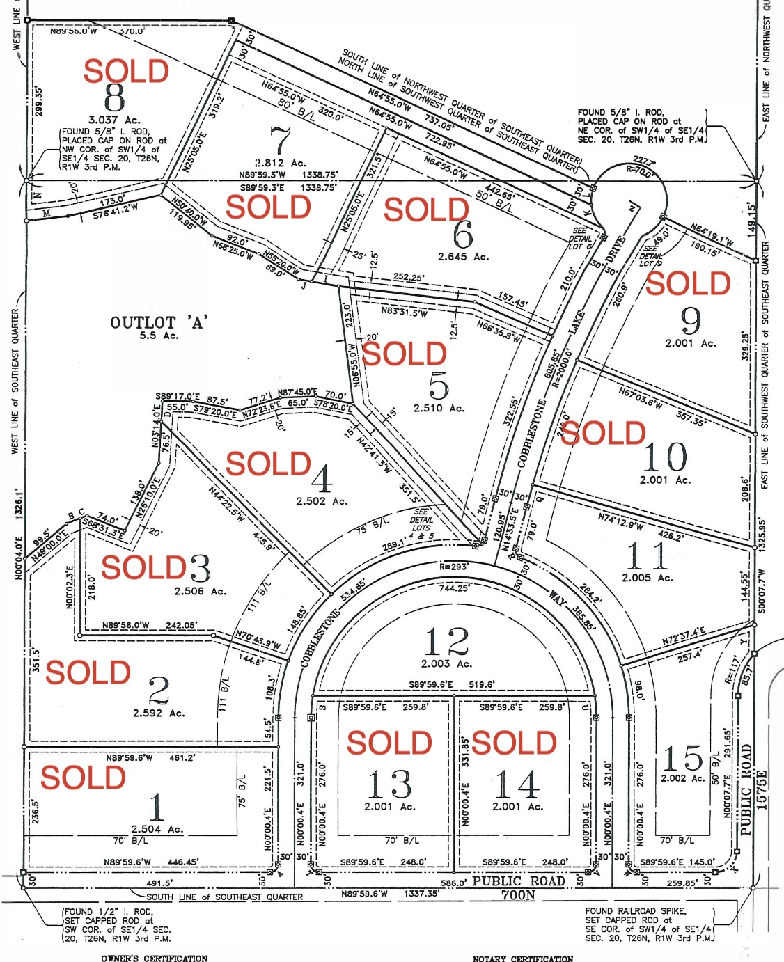 Cobblestone Lake Plat Map